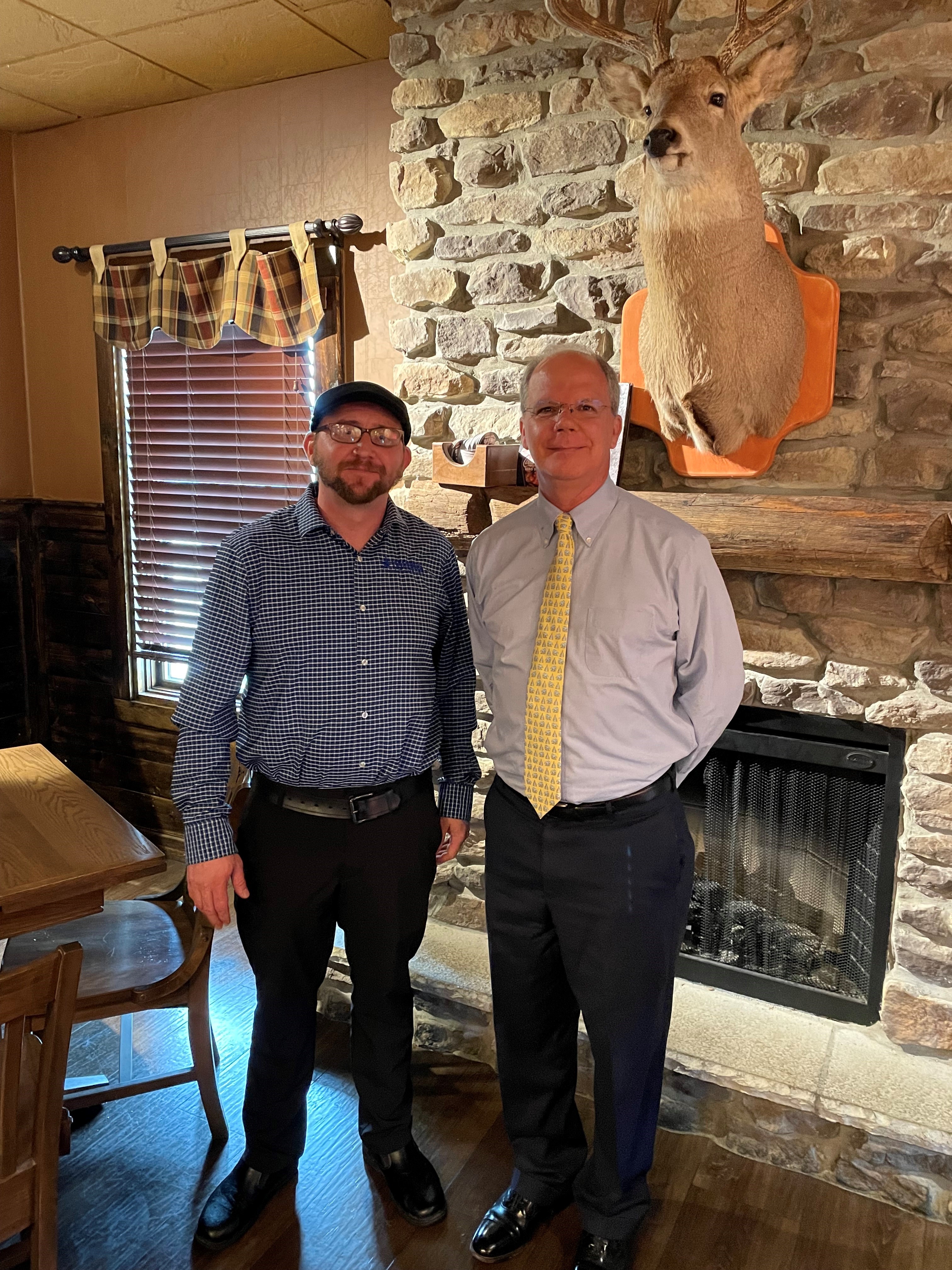 Rep. Guthrie meeting with Ben, general manager of Colton’s Steak House & Grill
