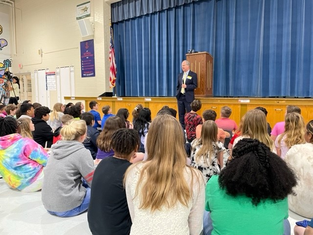 Rep. Guthrie sharing his role as representative to fifth grade students at W.R. McNeill Elementary School in Bowling Green